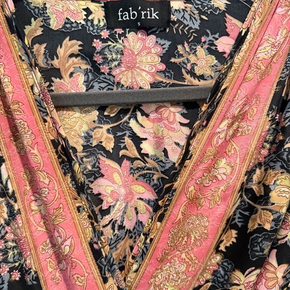Fabrik Floral Wrap Maxi Dress with Pink Accents size Small - Picture 3 of 3